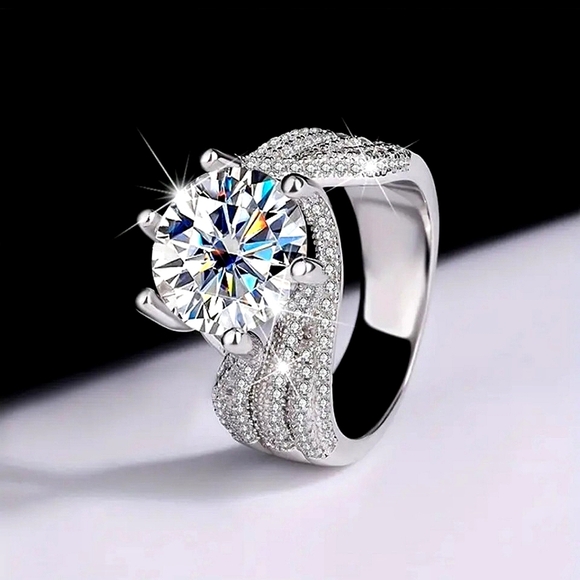 MOISSANITE 925SS | Sz 7 | 3 Carat WG Simulated Diamond w/ GRA Certification NWT - Picture 7 of 10